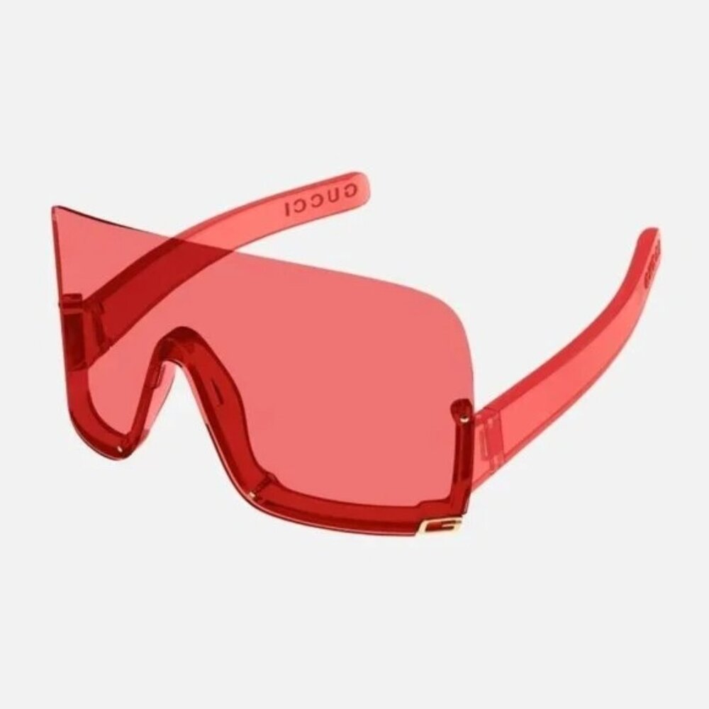 NEW GUCCI RED FASHION SHOW MASK SUNGLASSES GUCCI SHIELD EYEWEAR - Picture 1 of 4